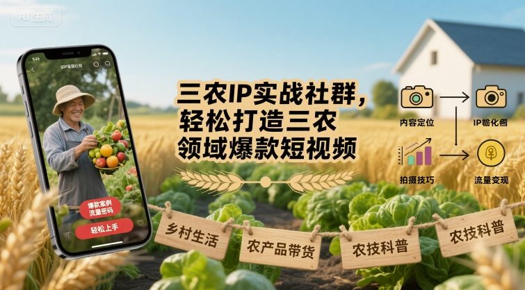 三农IP实战社群，轻松打造三农领域爆款短视频-锦瑟博客