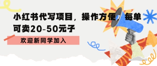 小红书代写项目，操作方便，每单可卖20-50米-锦瑟博客