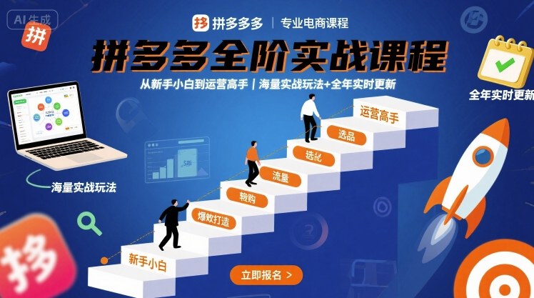 拼多多全阶实战课程，从新手小白到运营高手，海量实战玩法+全年实时更新【2025年9月更新】-锦瑟博客