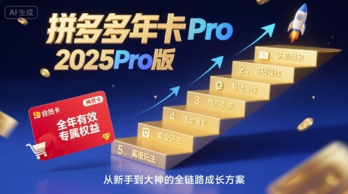 拼多多年卡2025Pro版，五大板块从认知到基础、从推广到活动、从活动到玩法-锦瑟博客