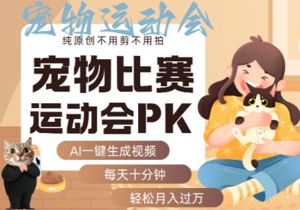 AI一键生成宠物比赛运动会PK视频，纯原创不用剪不用拍，每天十分钟，轻松月入过1W+-锦瑟博客