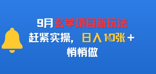 9月玄学项目新玩法，赶紧实操，日入多张，悄悄做-锦瑟博客
