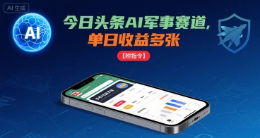 今日头条AI军事赛道,单日收益多张 ,手机可做【附指令】-锦瑟博客