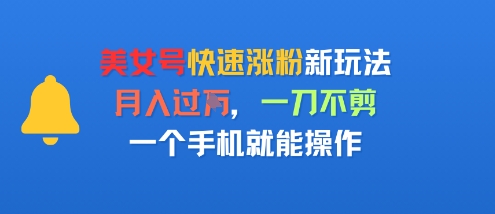 美女号快速涨粉新玩法，月入过W，一刀不剪，一个手机就能操作-锦瑟博客