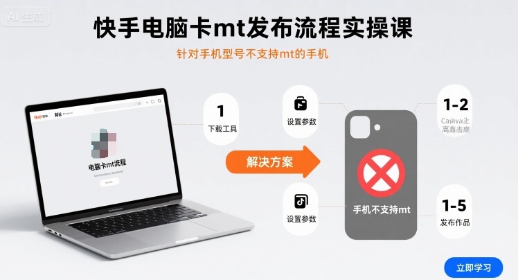 快手电脑卡mt发布流程实操课，针对手机型号不支持mt的手机-锦瑟博客