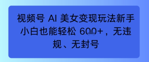 视频号 AI 美女变现玩法新手小白也能轻松6张，无违规、无封号-锦瑟博客