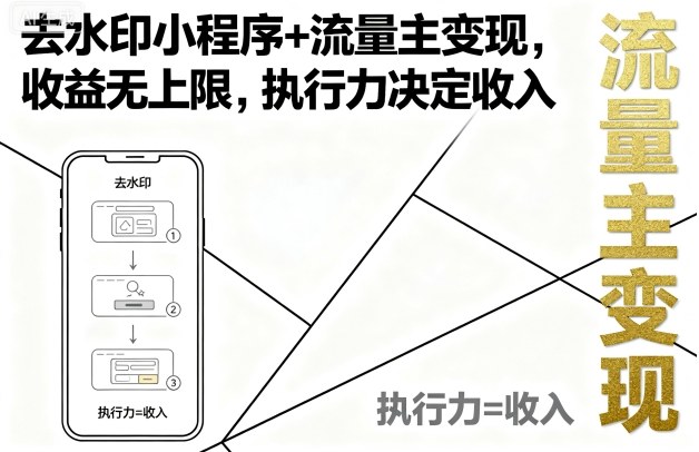 去水印小程序+流量主变现，收益无上限，执行力决定收入-锦瑟博客