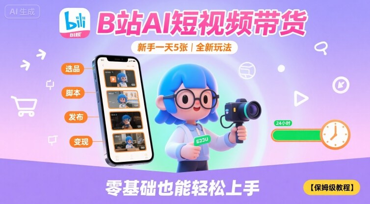 B站AI短视频带货，新手一天5张，全新玩法【保姆级教程】-锦瑟博客