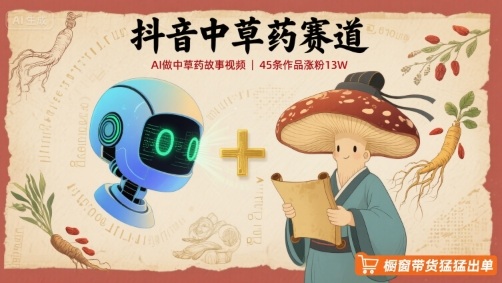 抖音中草药赛道，用AI做中草药故事视频，45条作品涨粉13W，橱窗带货猛猛出单-锦瑟博客