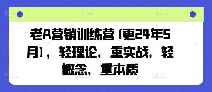 老A营销训练营(更25年8月)，轻理论，重实战，轻概念，重本质-锦瑟博客