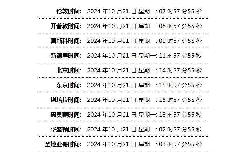 世界时间单页网站HTML源码-锦瑟博客