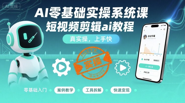 AI零基础实操系统课，短视频剪辑ai教程，真实操，上手快-锦瑟博客