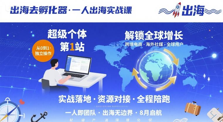 出海去孵化器,一人出海实战课,超级个体第1站,解锁全球增长-锦瑟博客
