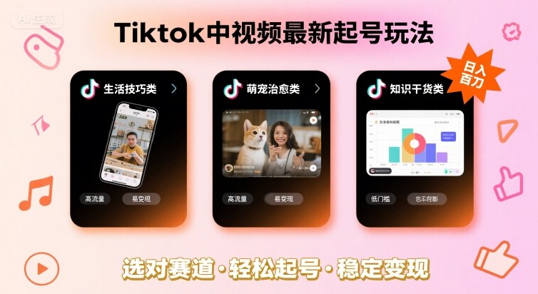 Tiktok中视频最新起号玩法，想要日入百刀，做好这几个赛道就可以了-锦瑟博客