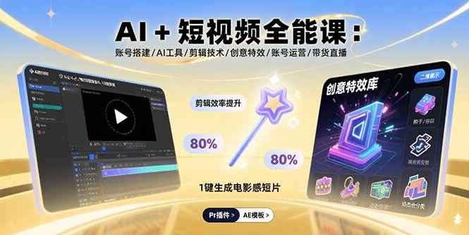 (15862期)AI+短视频全能课:账号搭建/AI工具/剪辑技术/创意特效/账号运营/带货直播-锦瑟博客
