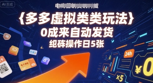 多多虚拟类目玩法，0成本全自动发货，矩阵操作日5张-锦瑟博客