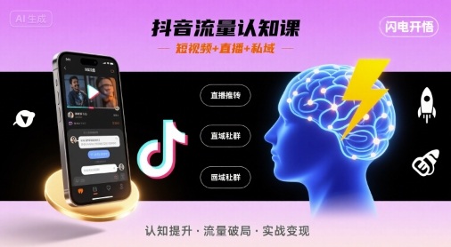 抖音流量认知课，短视频+直播+私域，认知提升，闪电开悟-锦瑟博客